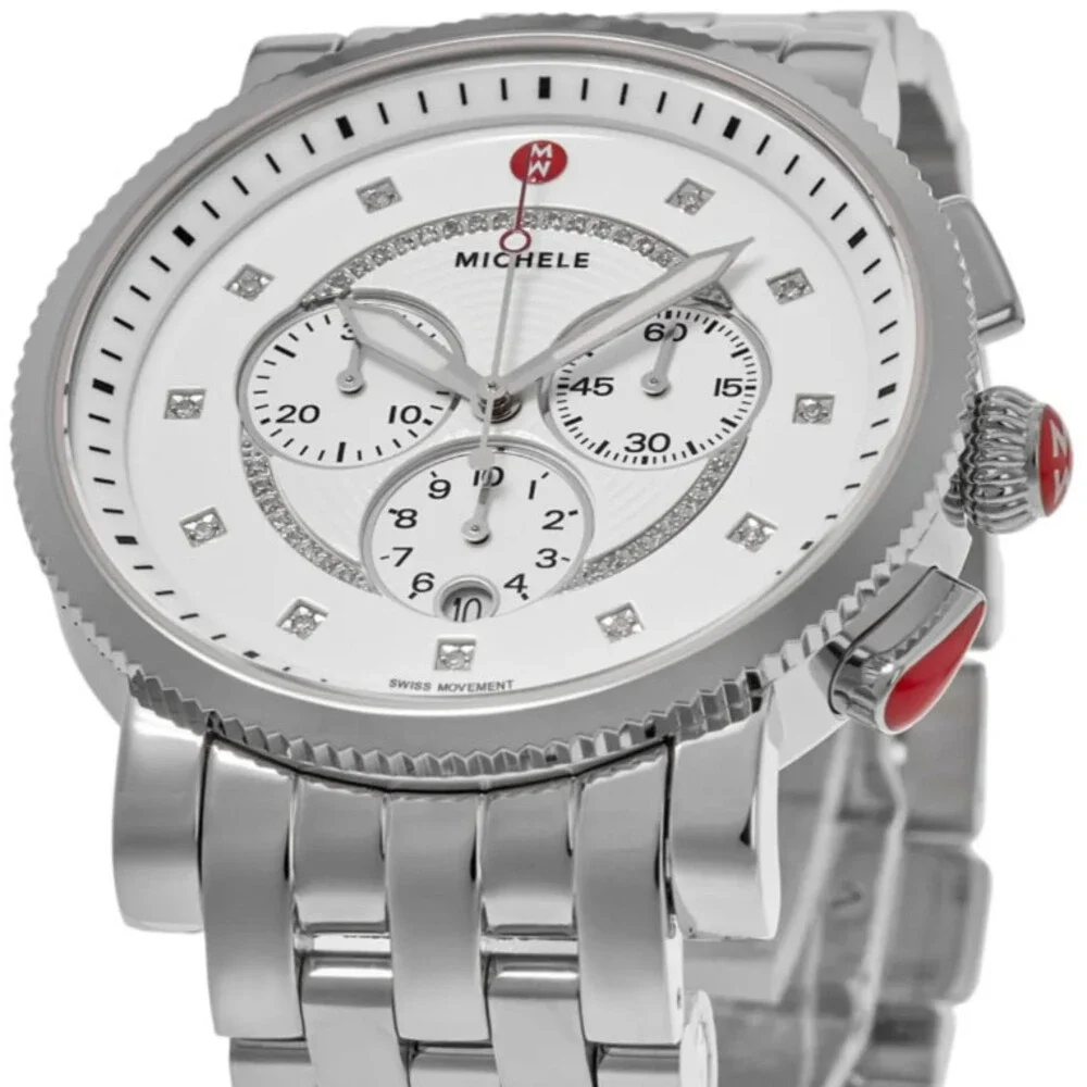 MICHELE MWW01K000122 SILVER DIAMOND DIAL SILVER STAINLESS STEEL WOMENS WATCH